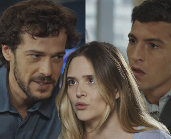 Luca (Jayme Matarazzo), Electra (Juliana Paiva) e Murilo (Henrique Barreira) em Família é Tudo