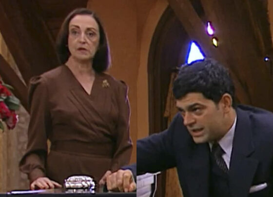 Débora (Ana Lúcia Torre) e Rafael (Eduardo Moscovis) em Alma Gêmea