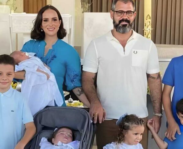 Letícia Cazarré, Juliano Cazarré  e os filhos