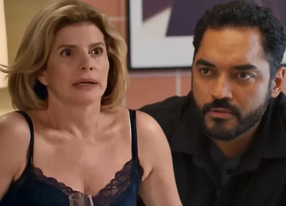Odete (Debora Bloch) e Mario Sergio (Thomás Aquino) em Vale Tudo