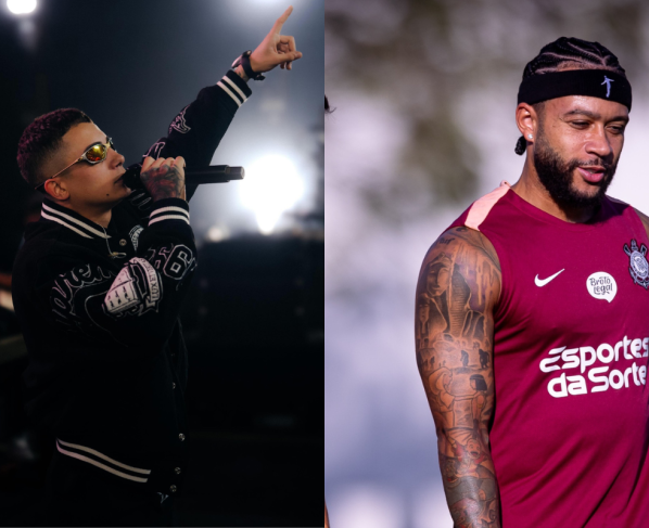 MC Hariel é torcedor do Corinthians e amigo de Memphis Depay. (Imagem: Instagram - MC Hariel / Rodrico Coca - Corinthians / Montagem - RD1)