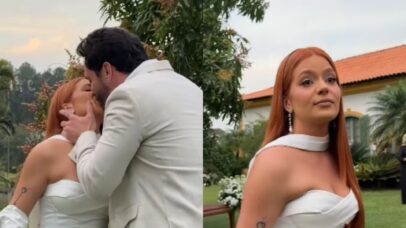 Vestido de noiva de Viih Tube rouba a cena no casamento civil e web reage: 'Ficou tão' - Reprodução/Instagram