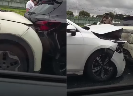Uma pessoa fica ferida após engavetamento com cinco carros na Paralela