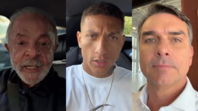Lula, Richarlison e Flávio Bolsonaro