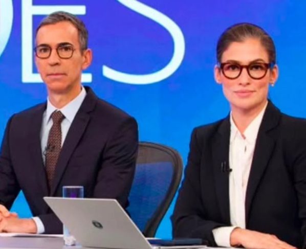 César Tralli e Renata Vasconcelos no Jornal Nacional