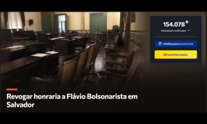 Abaixo-assinado contra título de cidadão de Salvador a Flávio Bolsonaro supera 150 mil assinaturas