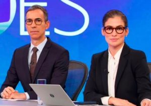 César Tralli e Renata Vasconcelos no Jornal Nacional